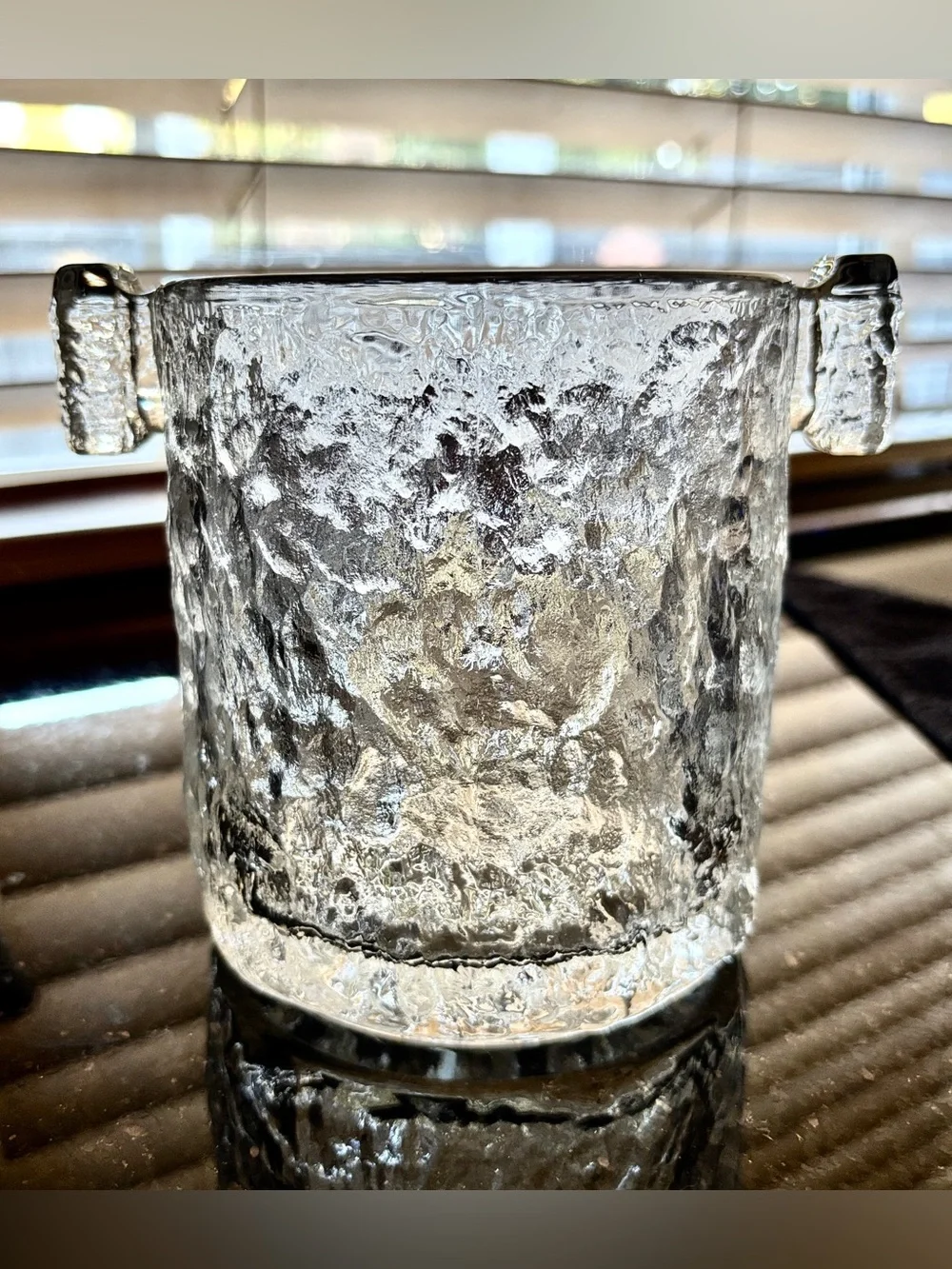 Vintage Mid-Century Modern Glass Scandinavian Sculpture Ice Bucket -Gorgeous!